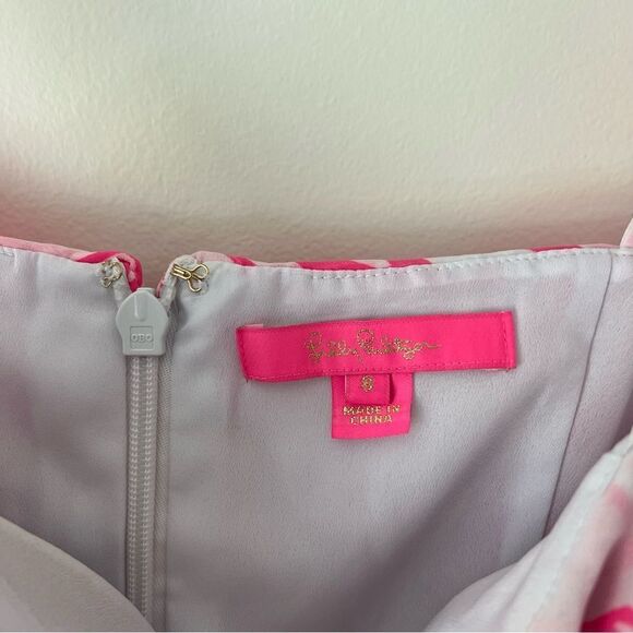 Lilly Pulitzer Olive Ruffle Tiered Top Size 8 Pink Floral Sleeveless - Picture 4 of 9